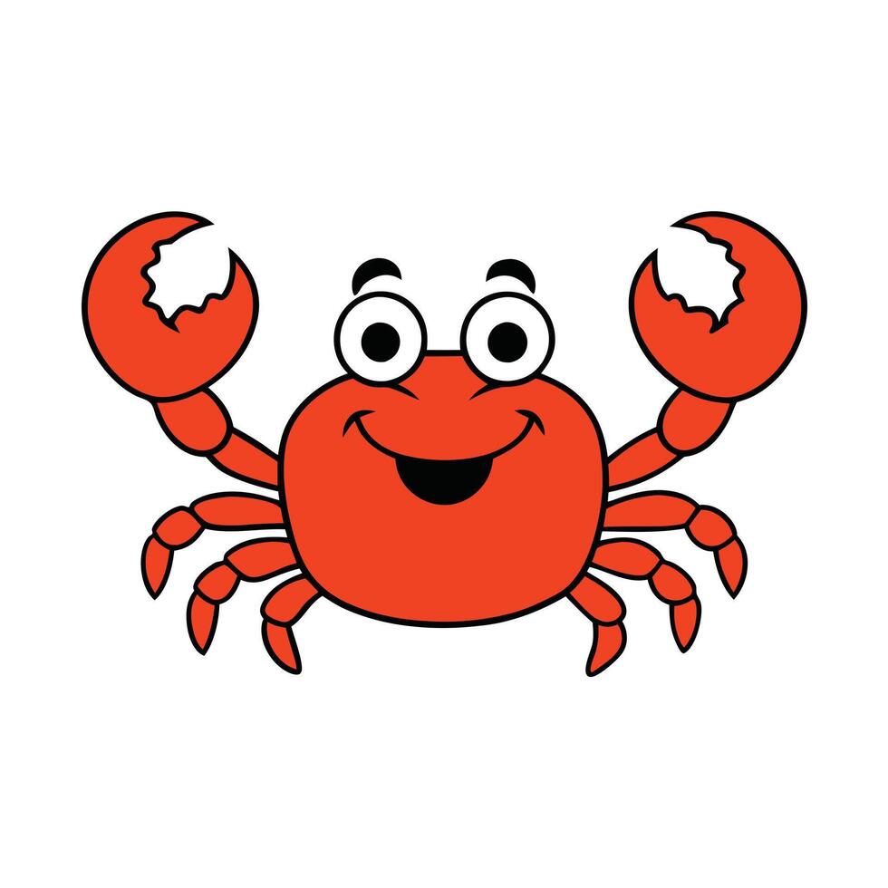 a cartoon crab with big eyes and a smile design art vector