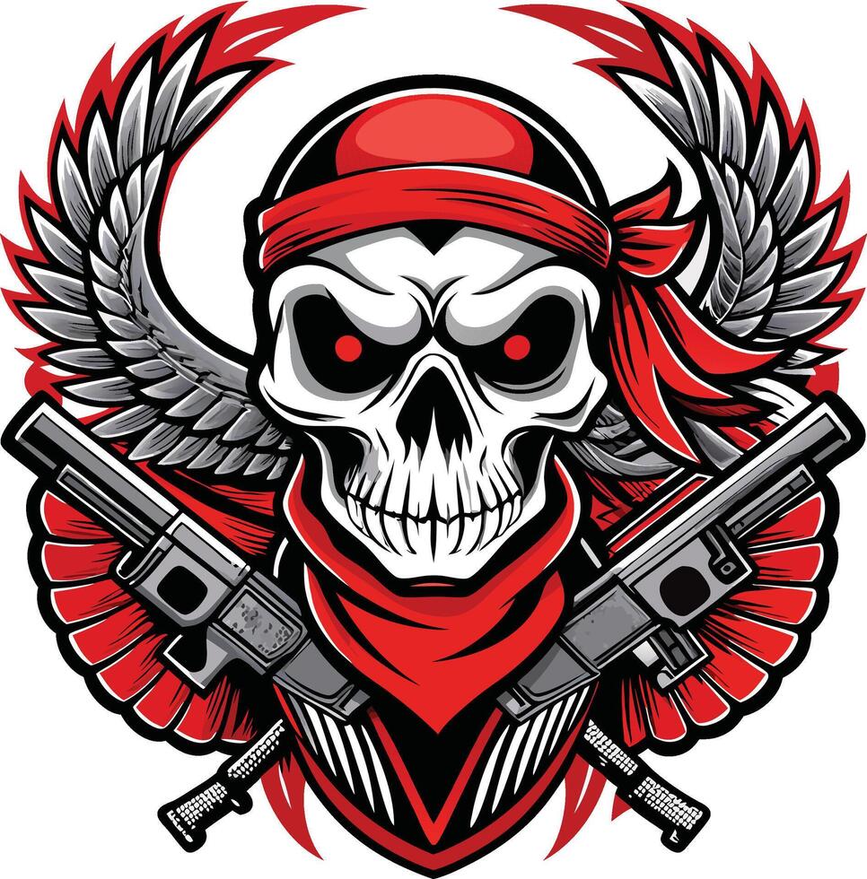 skull with guns vector