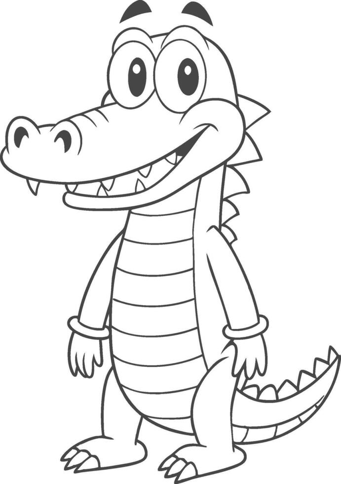 crocodile cartoon coloring page vector