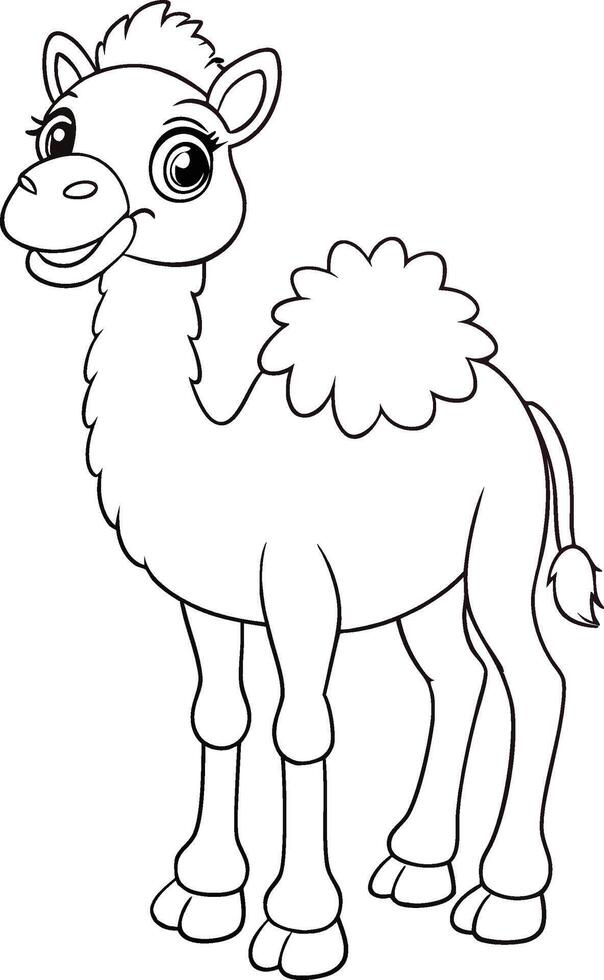 camel coloring pages for kids vector