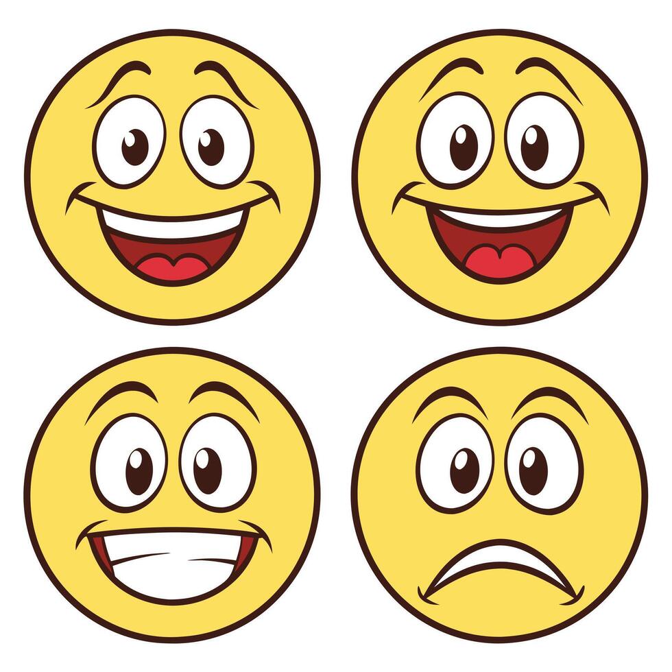 four emoticions of different emotions vector