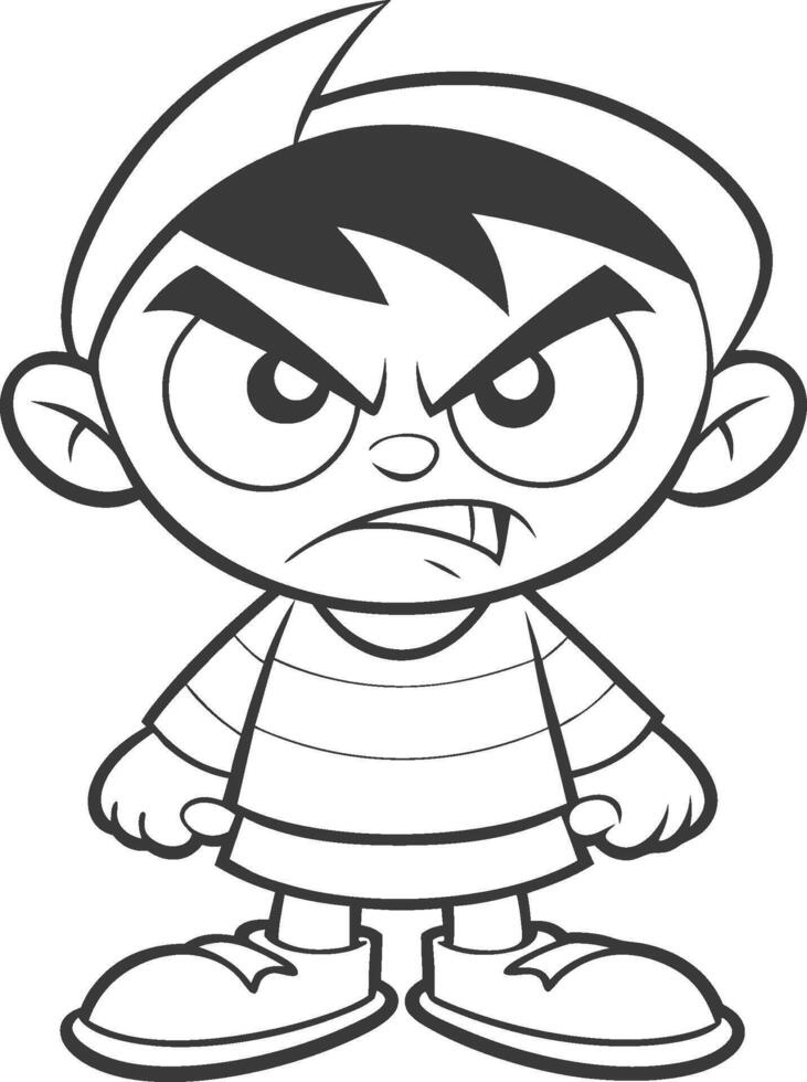 cartoon boy angry coloring pages vector