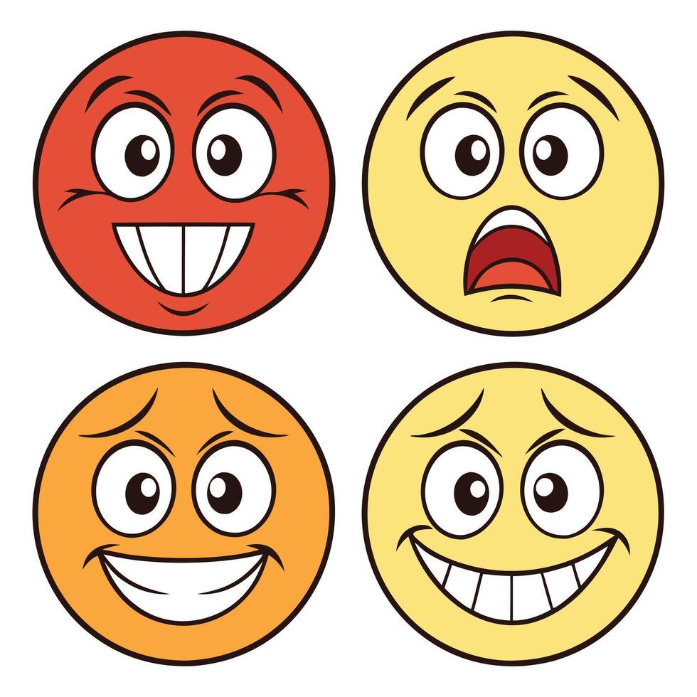 four emoticions with different expressions vector