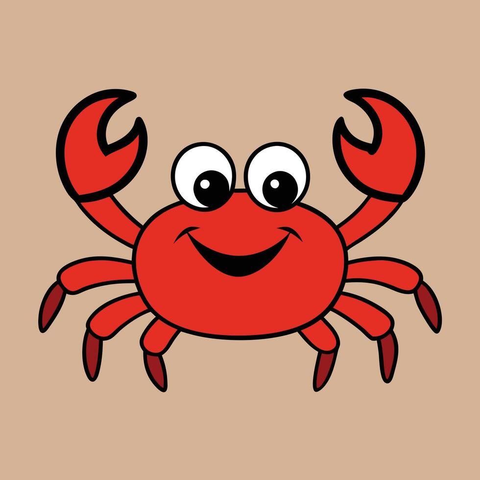 a cartoon crab with big eyes and a smile art vector