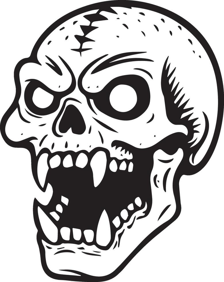 a cartoon skull with fangs and teeth vector