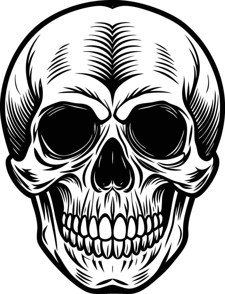 a skull with a big mouth and a big nose art vector