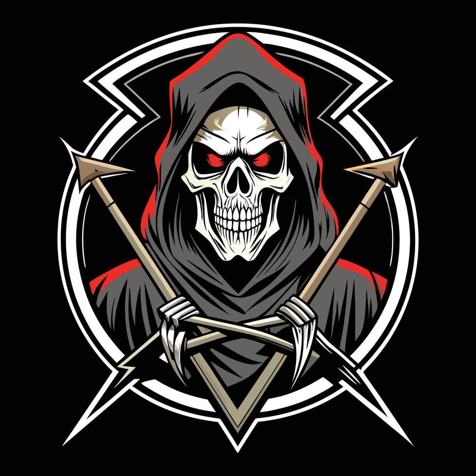 the grim reaper with two axes on his back vector