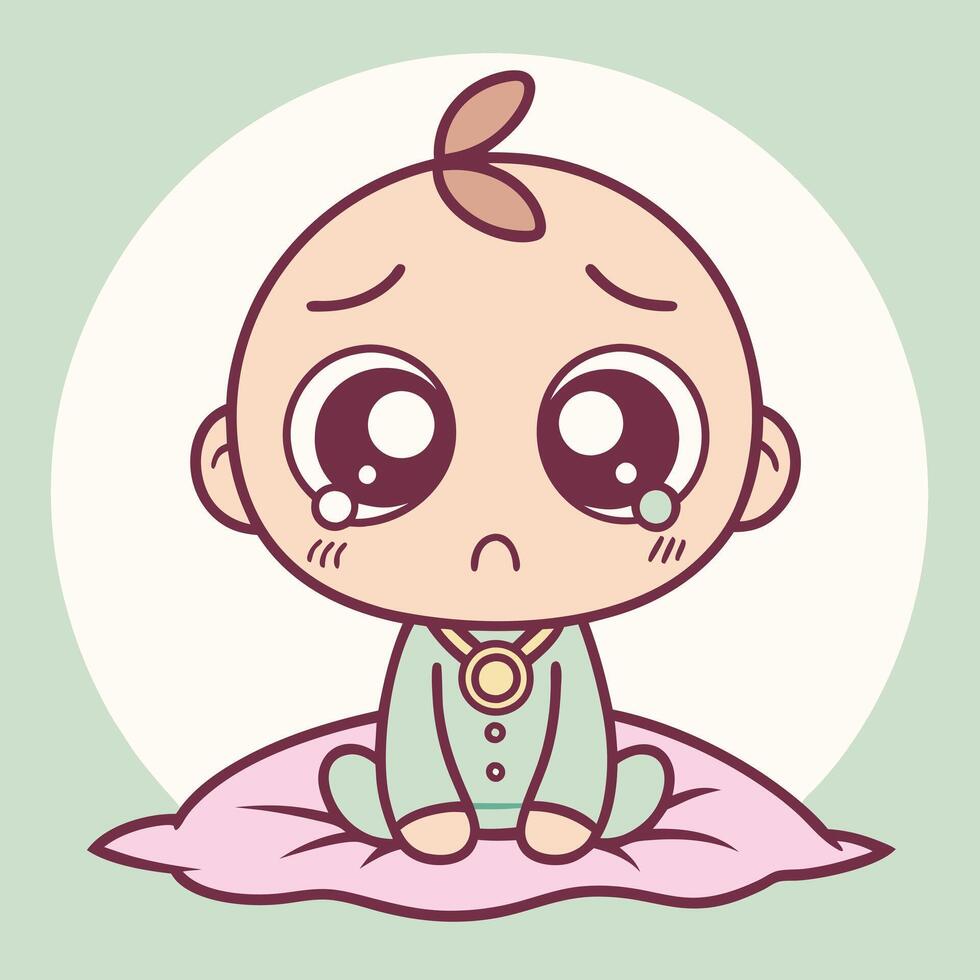 a cartoon baby sitting on a blanket vector