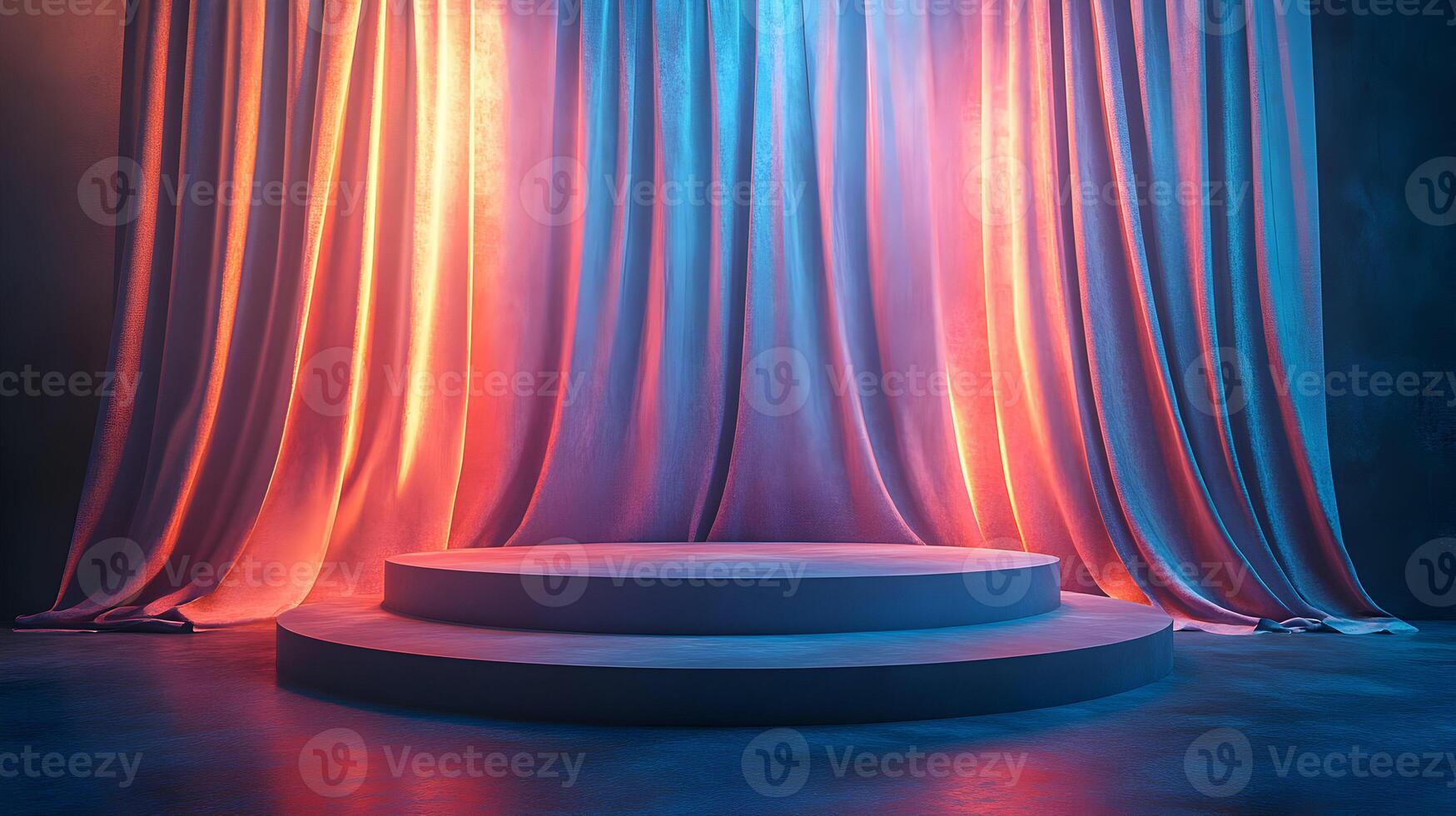 Elegant stage with shimmering curtains creating an artistic and dreamy atmosphere photo