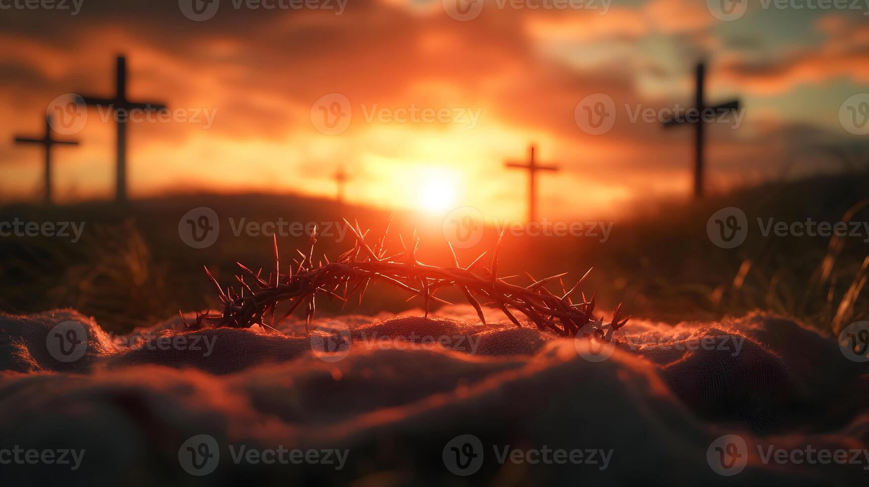 Crown of Thorns at Sunrise, A Symbol of Sacrifice, Redemption and Eternal Hope photo