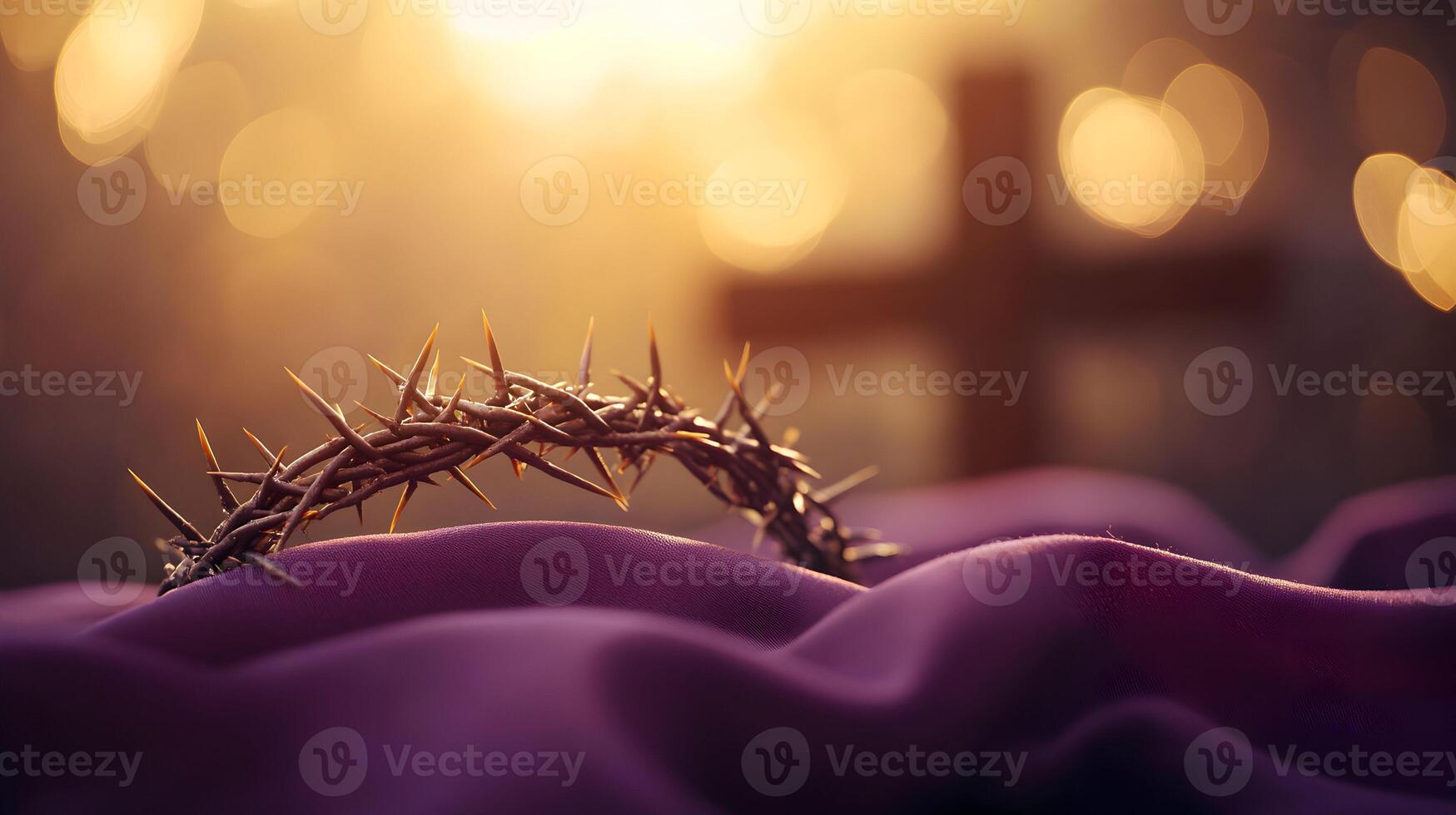 Crown of Thorns and Cross Symbolizing Passion, Sacrifice, and Hope of Easter Time photo