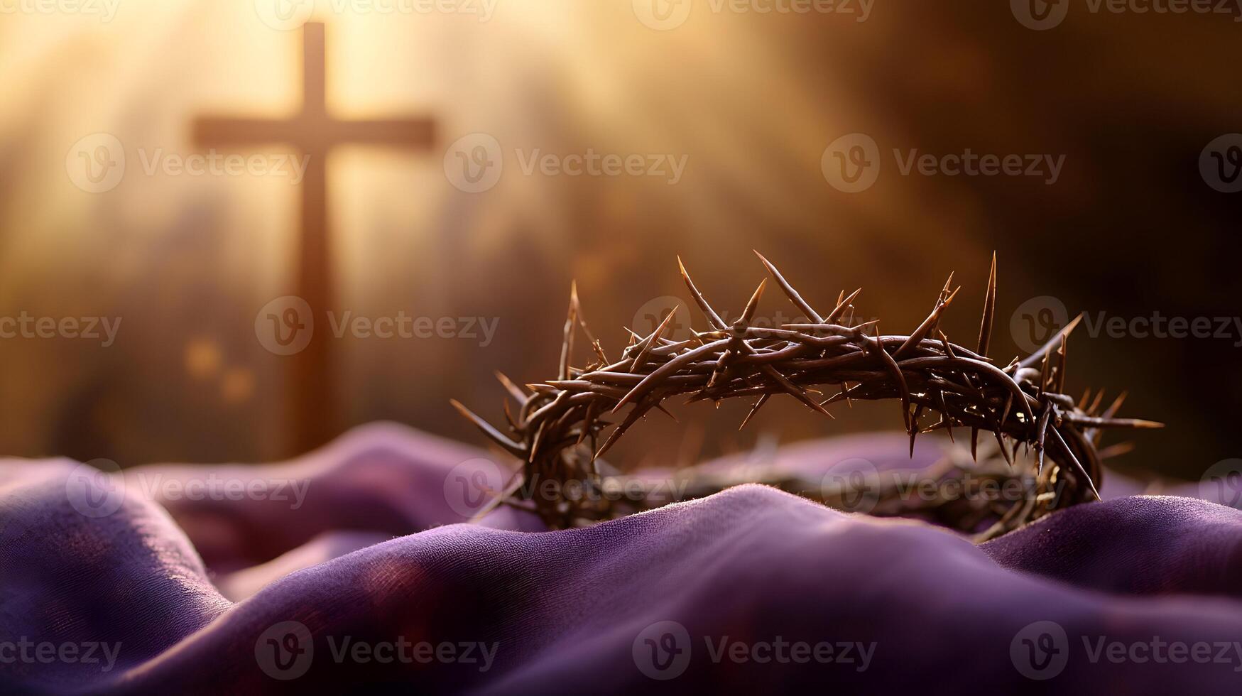 Symbolic representation of Jesus Christ's crucifixion, Crown of thorns with cross photo