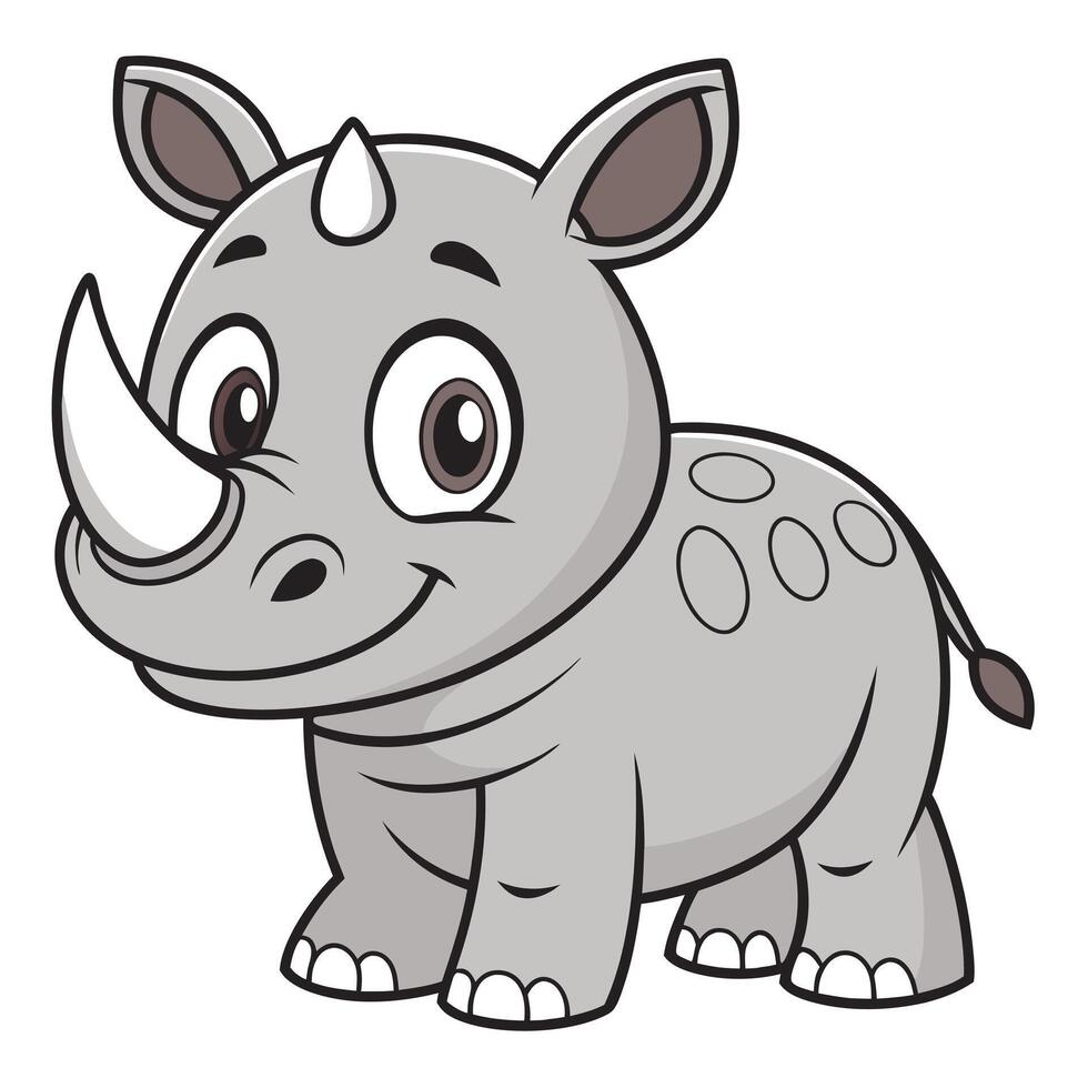 a cartoon rhino standing on a white background design vector