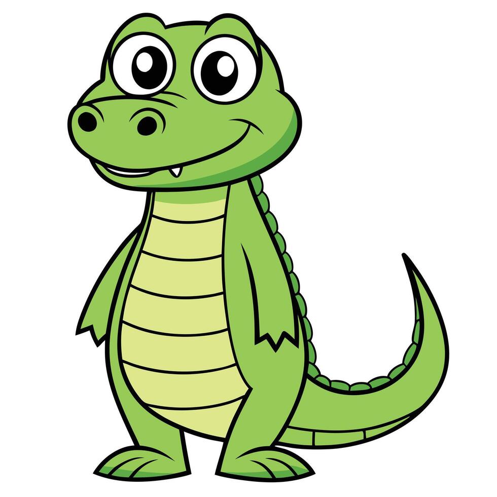 cute cartoon alligator art vector