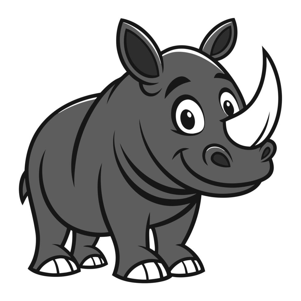 a cartoon rhino standing in front of a white background vector