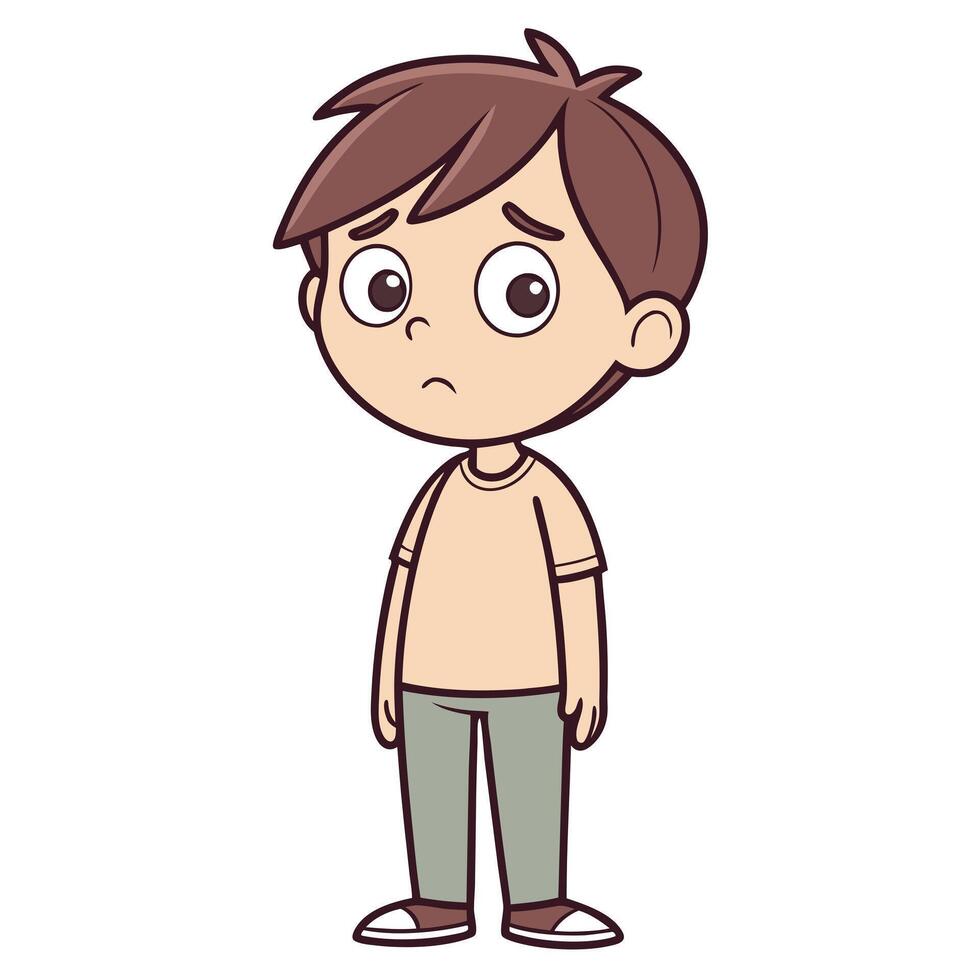 cartoon boy with sad expression vector