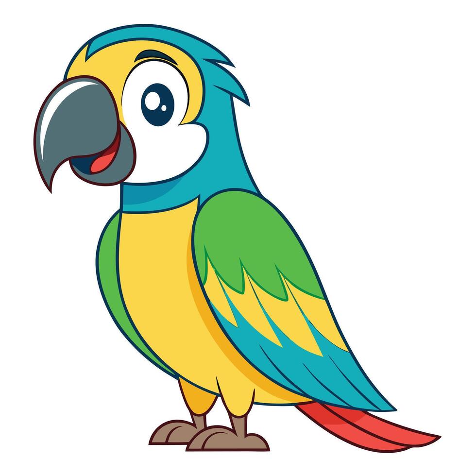 cartoon parrot with blue and yellow feathers vector