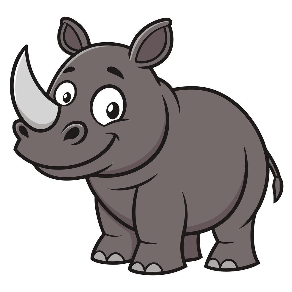 a cartoon rhino standing on a white background vector