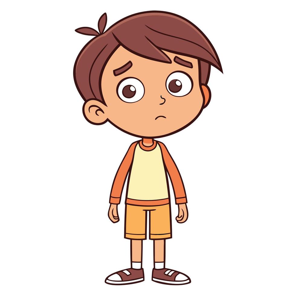 cartoon boy with sad expression design vector