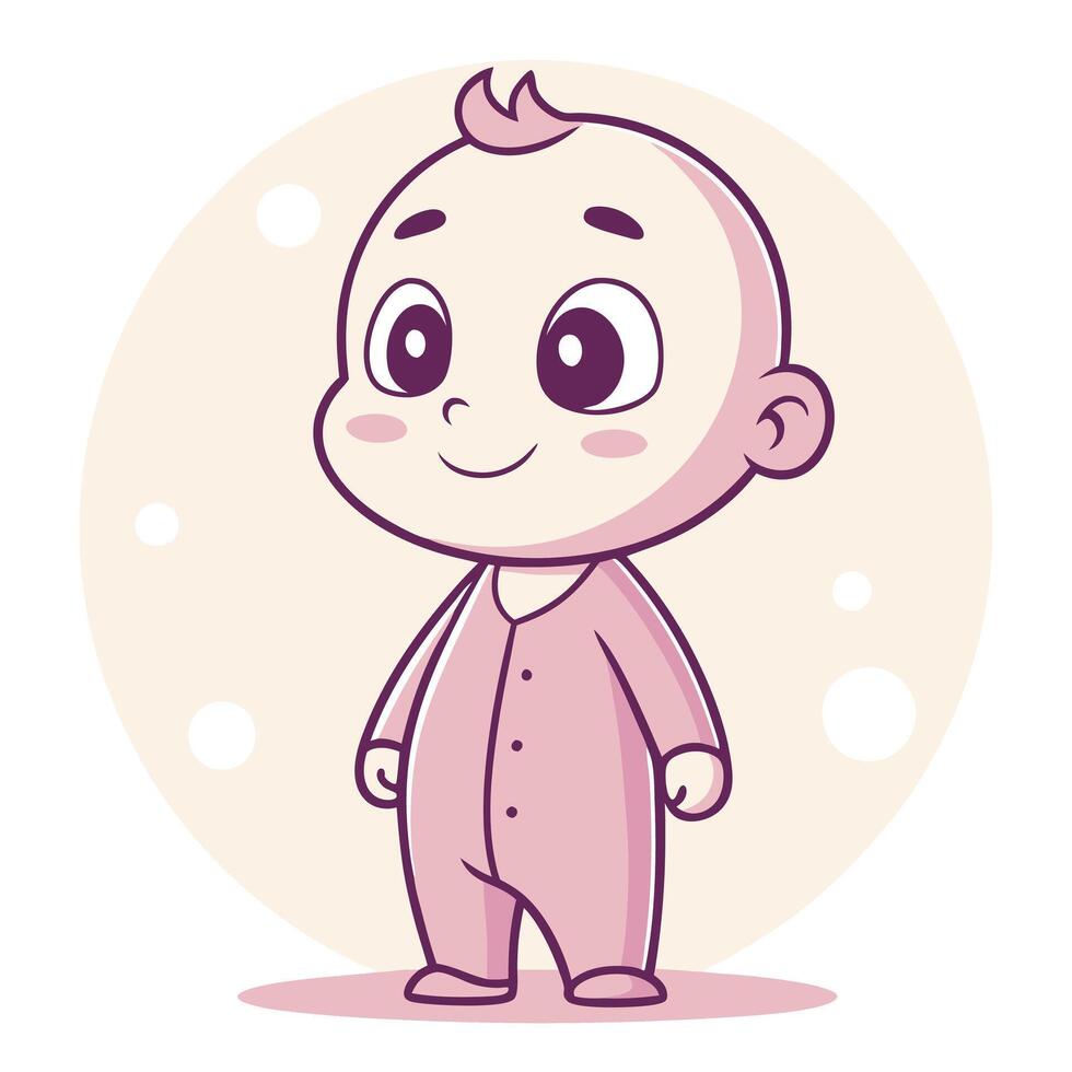 a cartoon baby in a pink outfit vector