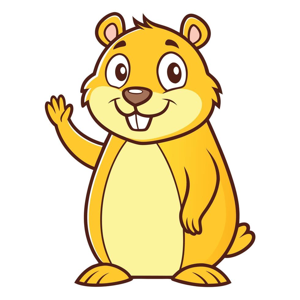 a cartoon groundhog waving vector
