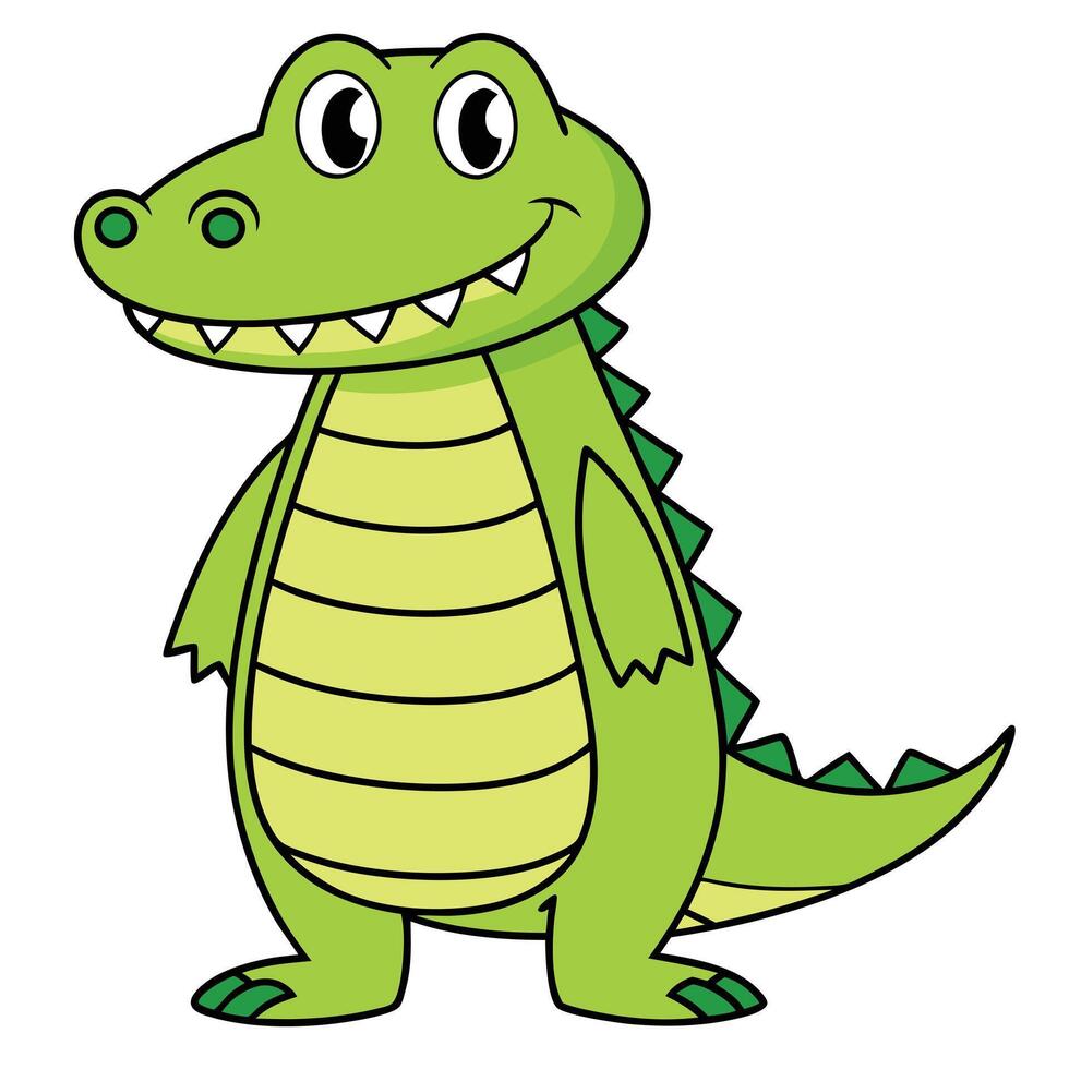 cute cartoon crocodile illustration vector