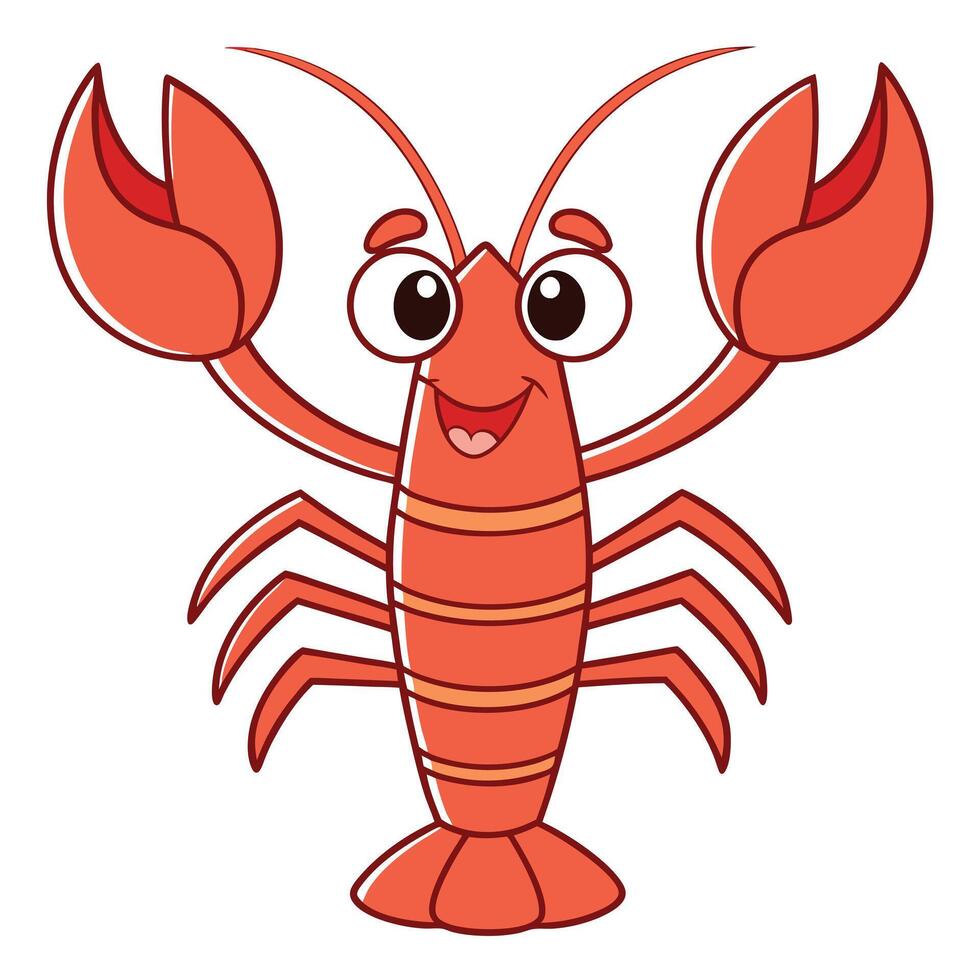 a cartoon lobster with big eyes and a smile vector