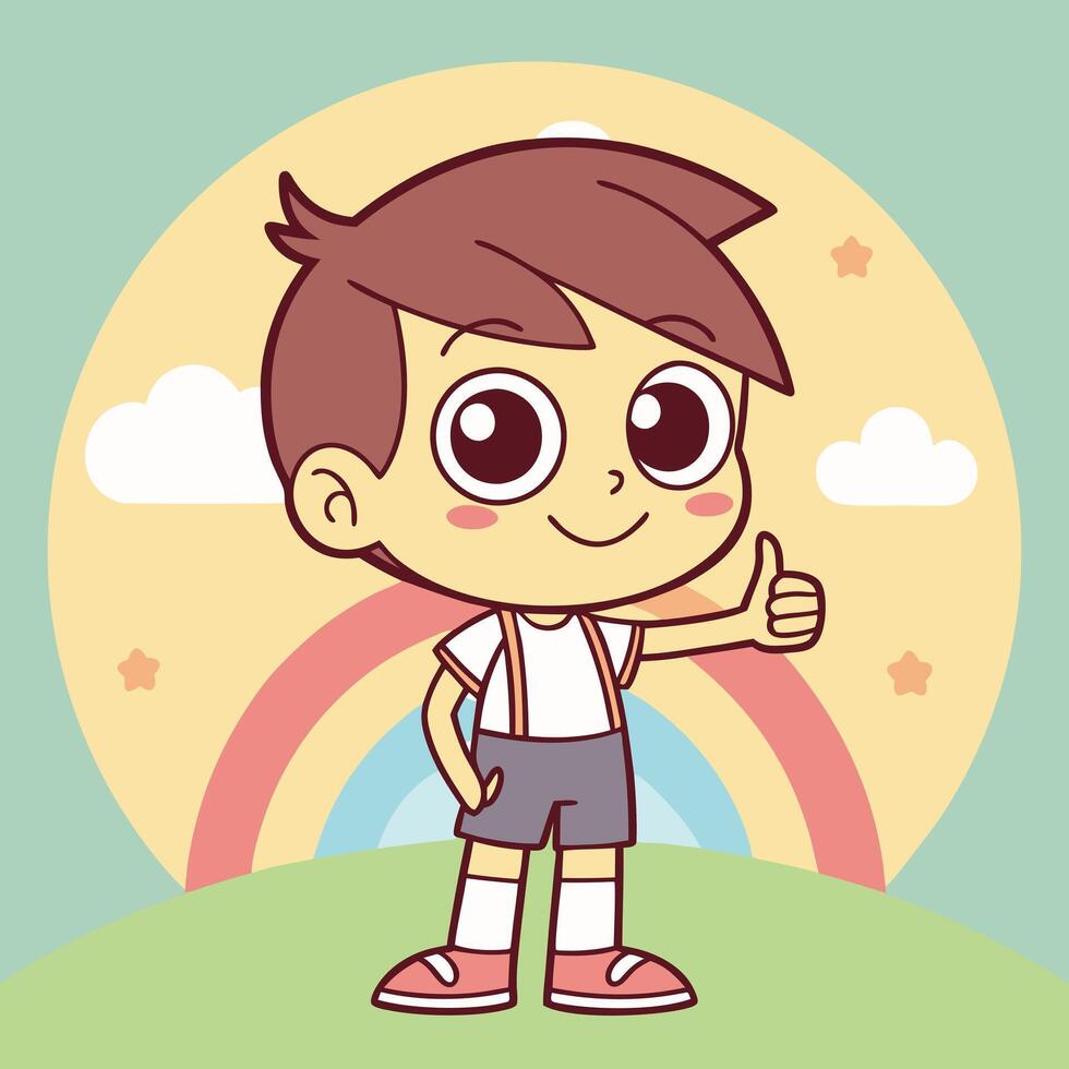 a cartoon boy with a thumbs up vector