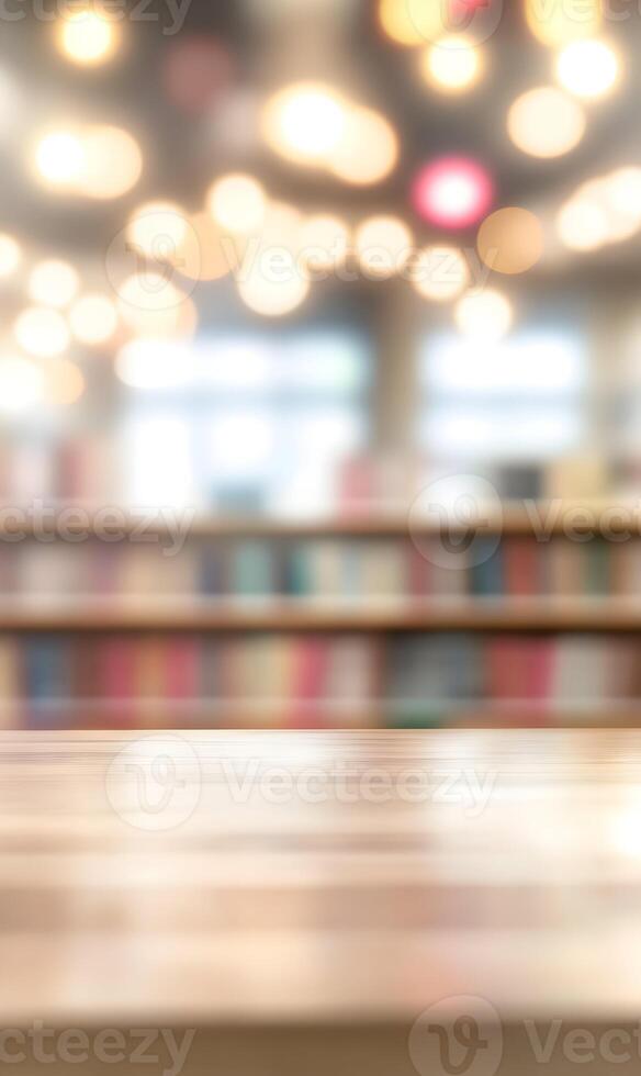 Blurred library scene evoking a sense of knowledge and quiet contemplation atmosphere background. photo