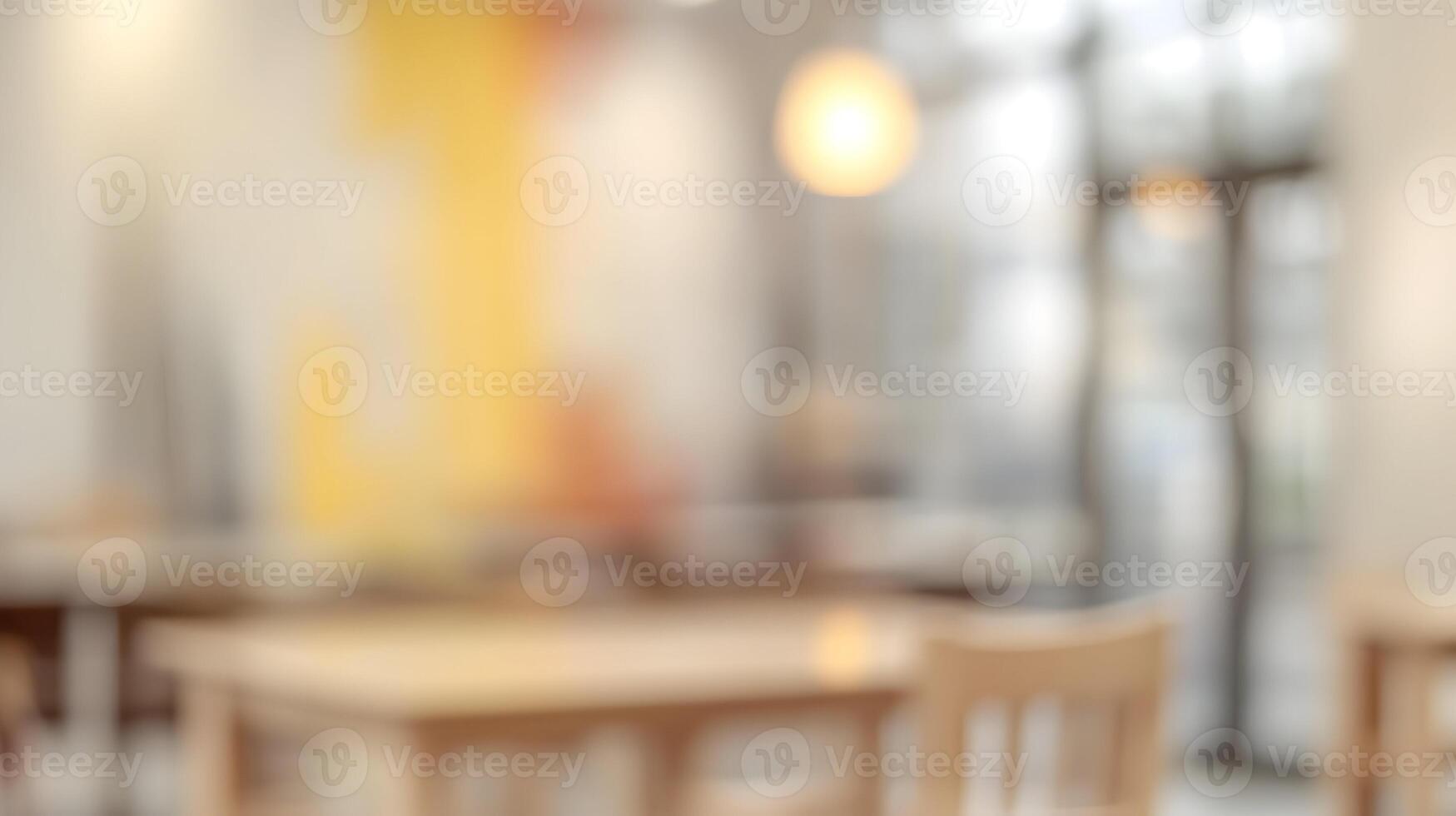 Blurred Interior View with Tables and Soft Light, Abstract Background for Design Elements photo