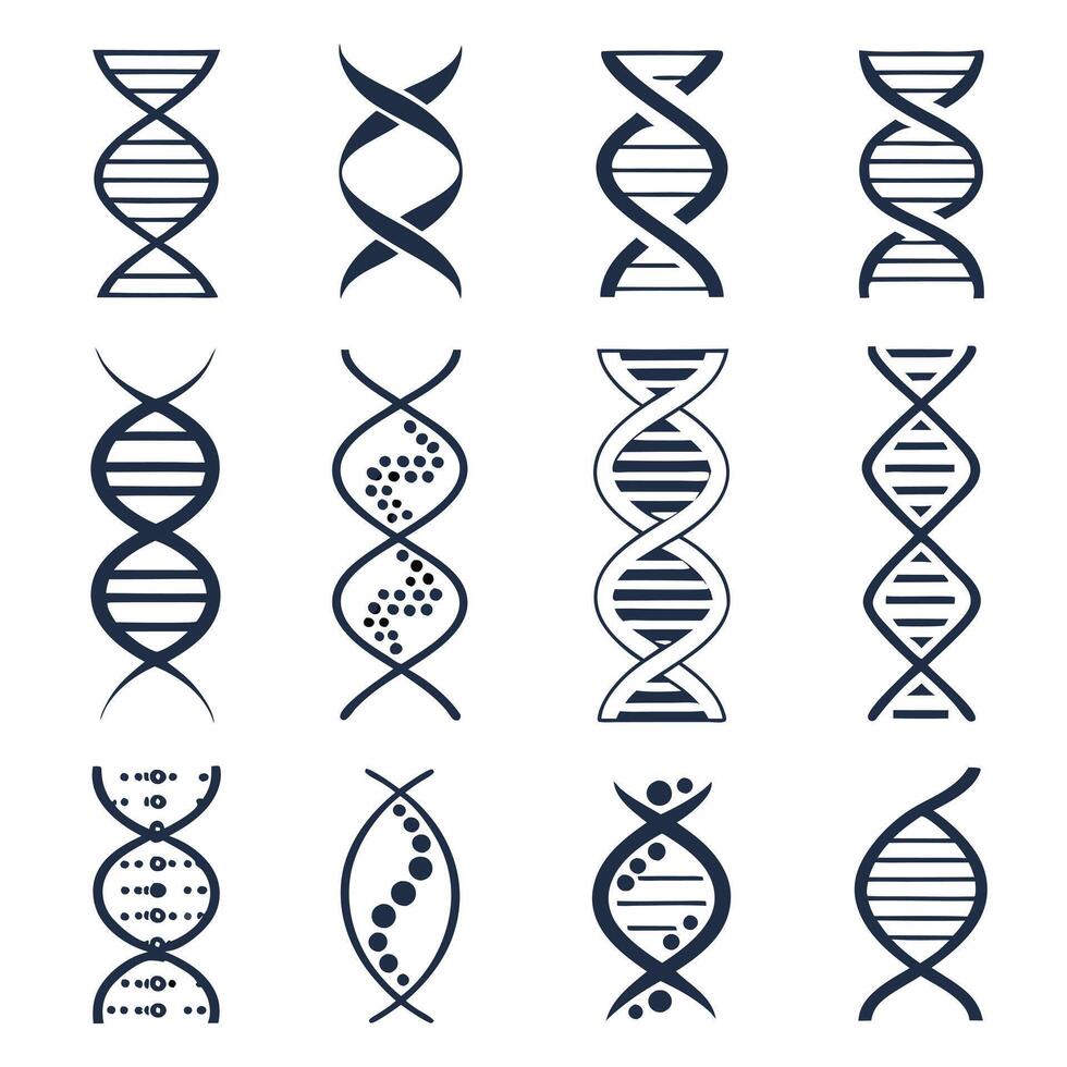 dna icon set, dna molecule, dna molecule vector