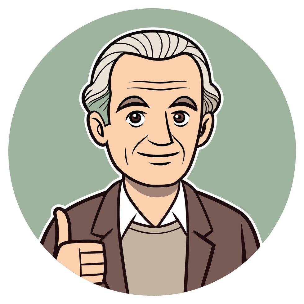 an old man with a thumbs up sign vector
