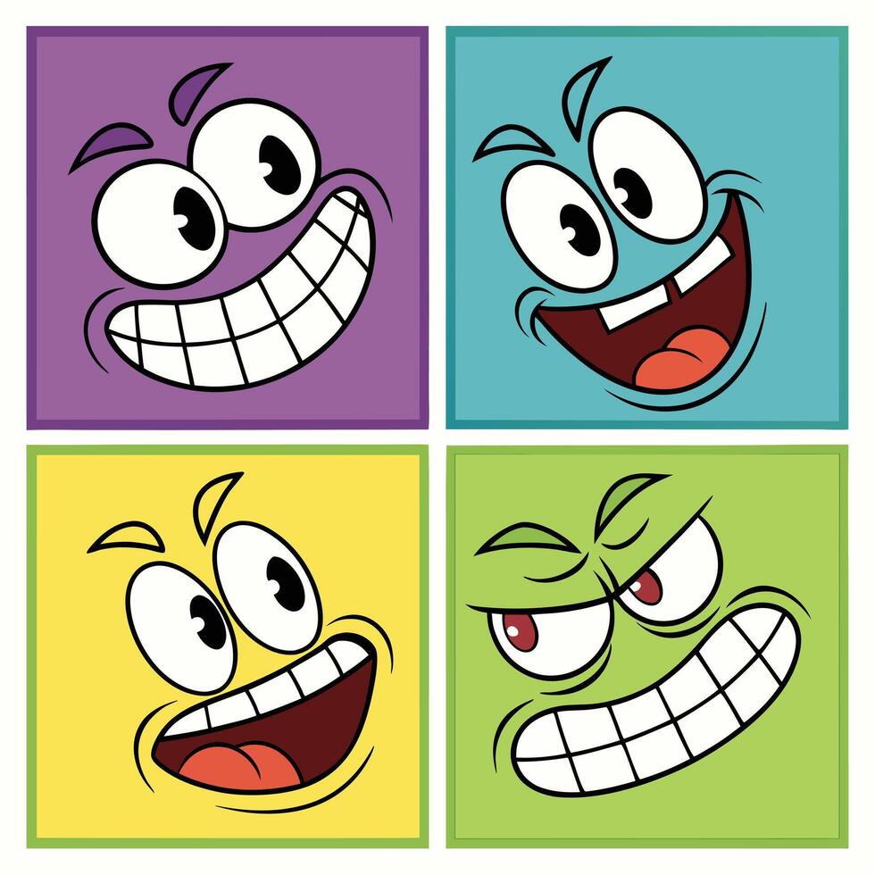cartoon faces of different emotions vector
