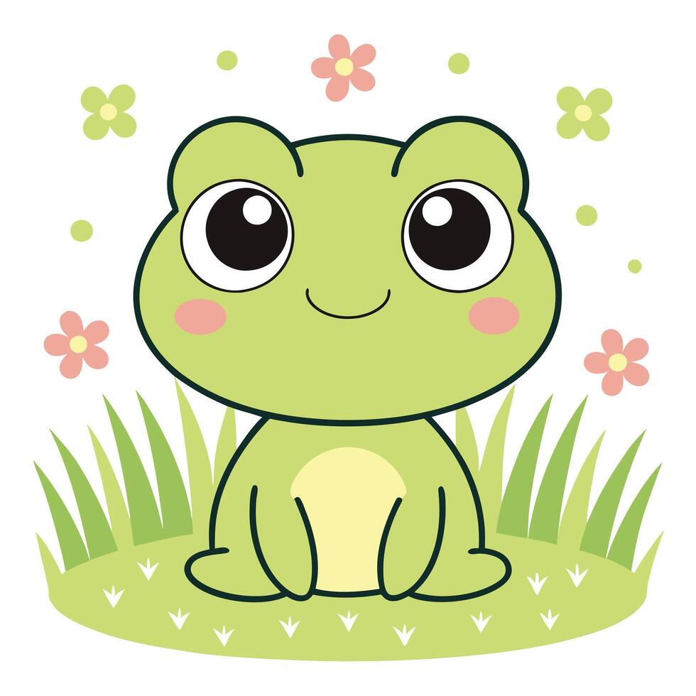 cute frog illustration vector