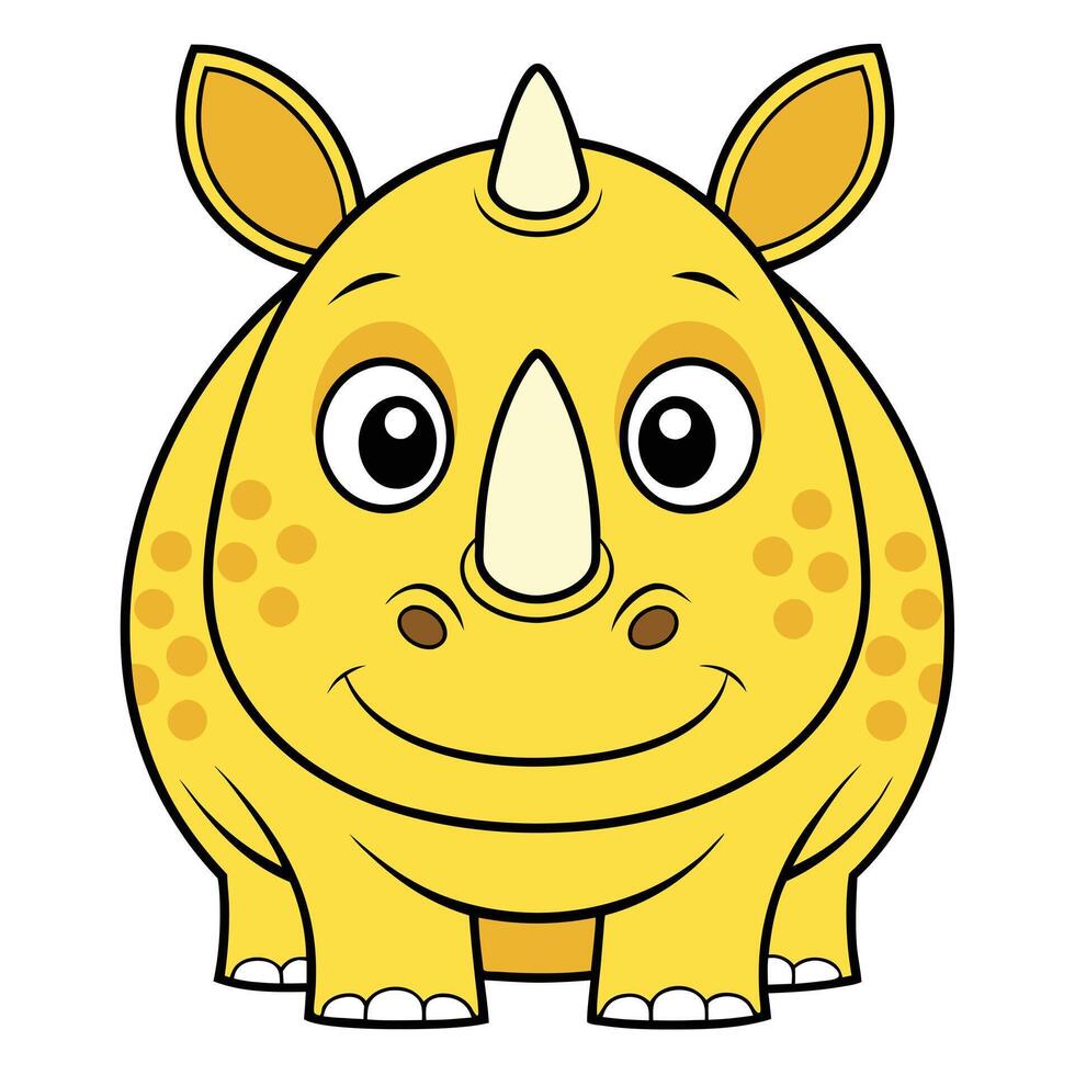 a cartoon rhino with big eyes and horns vector