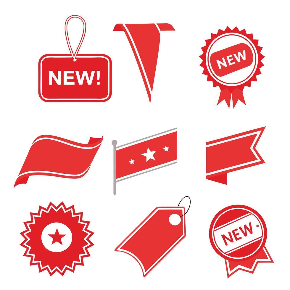new red labels and ribbons vector
