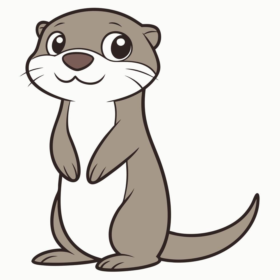 an otter is standing on its hind legs and looking up vector