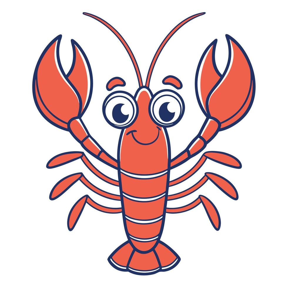 a cartoon lobster with big eyes vector