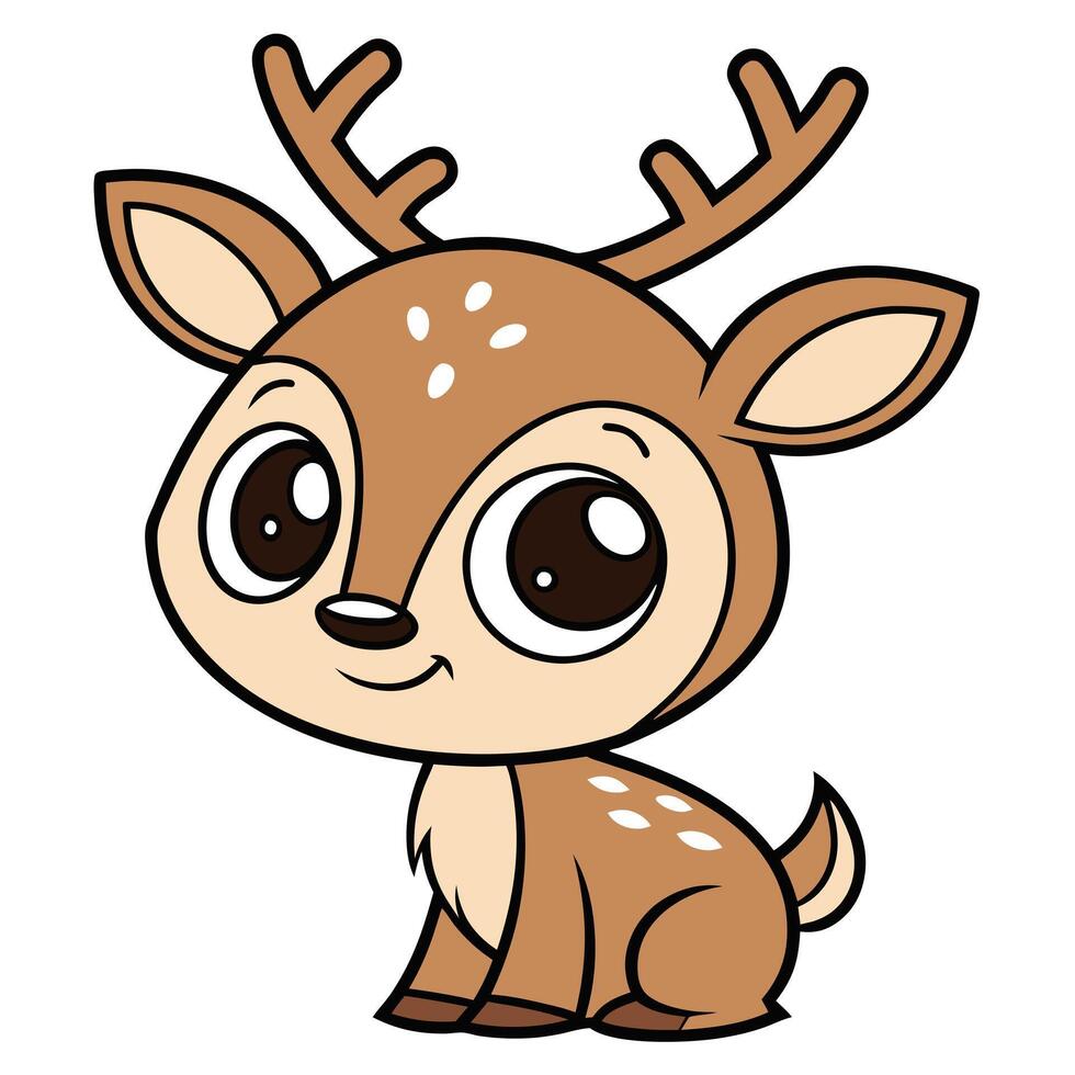 cute deer cartoon illustration vector