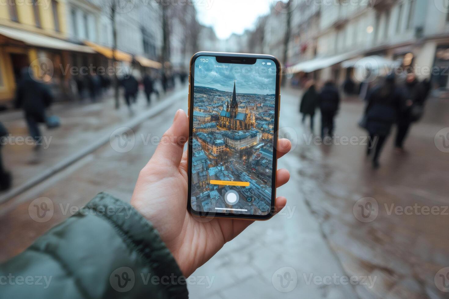 Capturing Cologne Cathedral on a Smartphone Screen photo