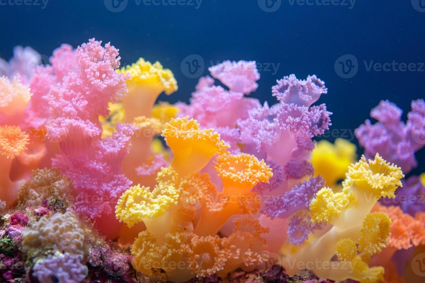 Colorful soft corals thriving on seabed are creating a mesmerizing underwater landscape photo