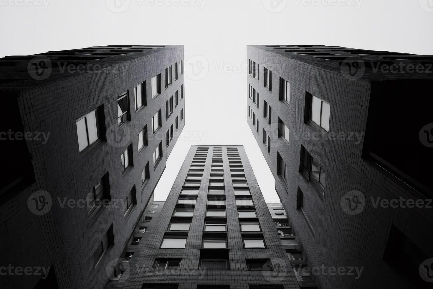 Imposing black and white buildings reaching for the sky photo