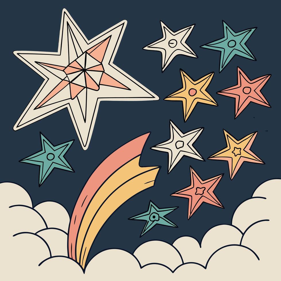 The shapes vary in size, number of points, and design vector