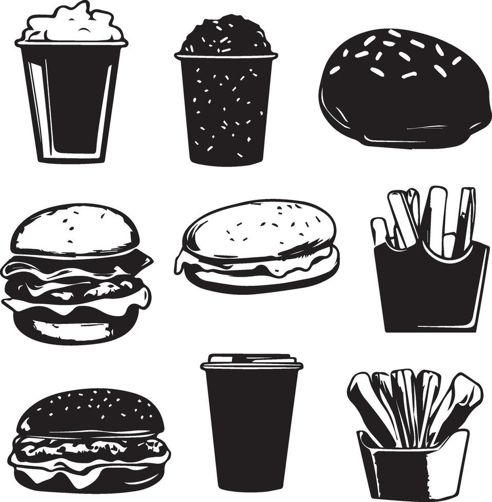 Fast food graphic silhouette design vector