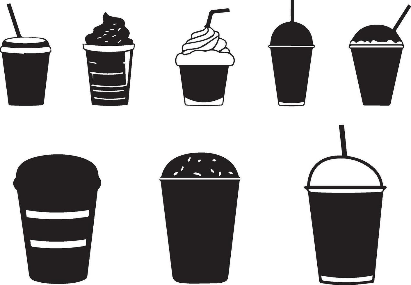 Drink cup black and white vector