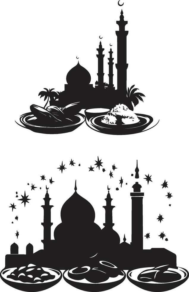 Food silhouette ramzan sharif vector