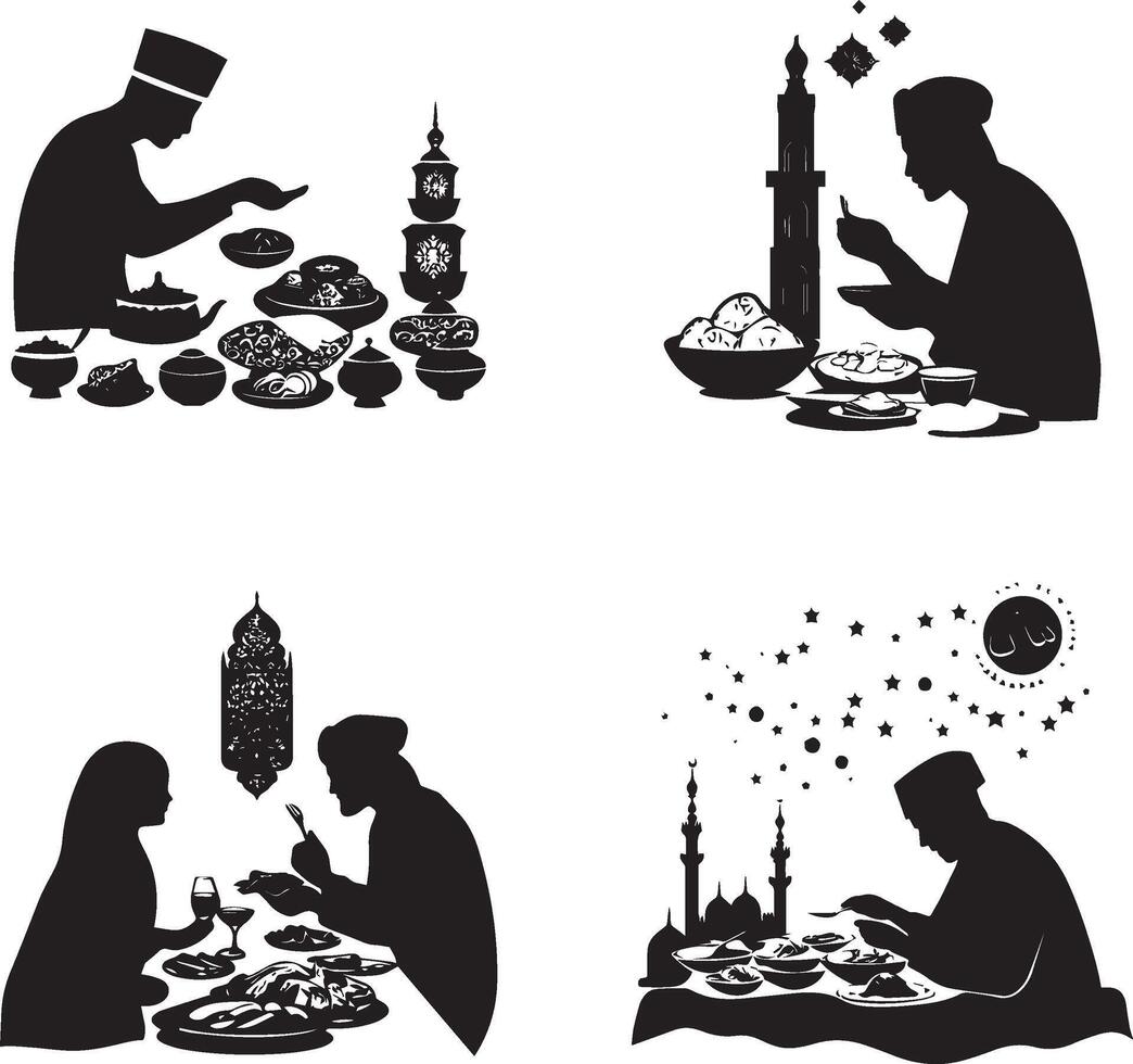 Ramzan Sharif food graphic silhouette vector