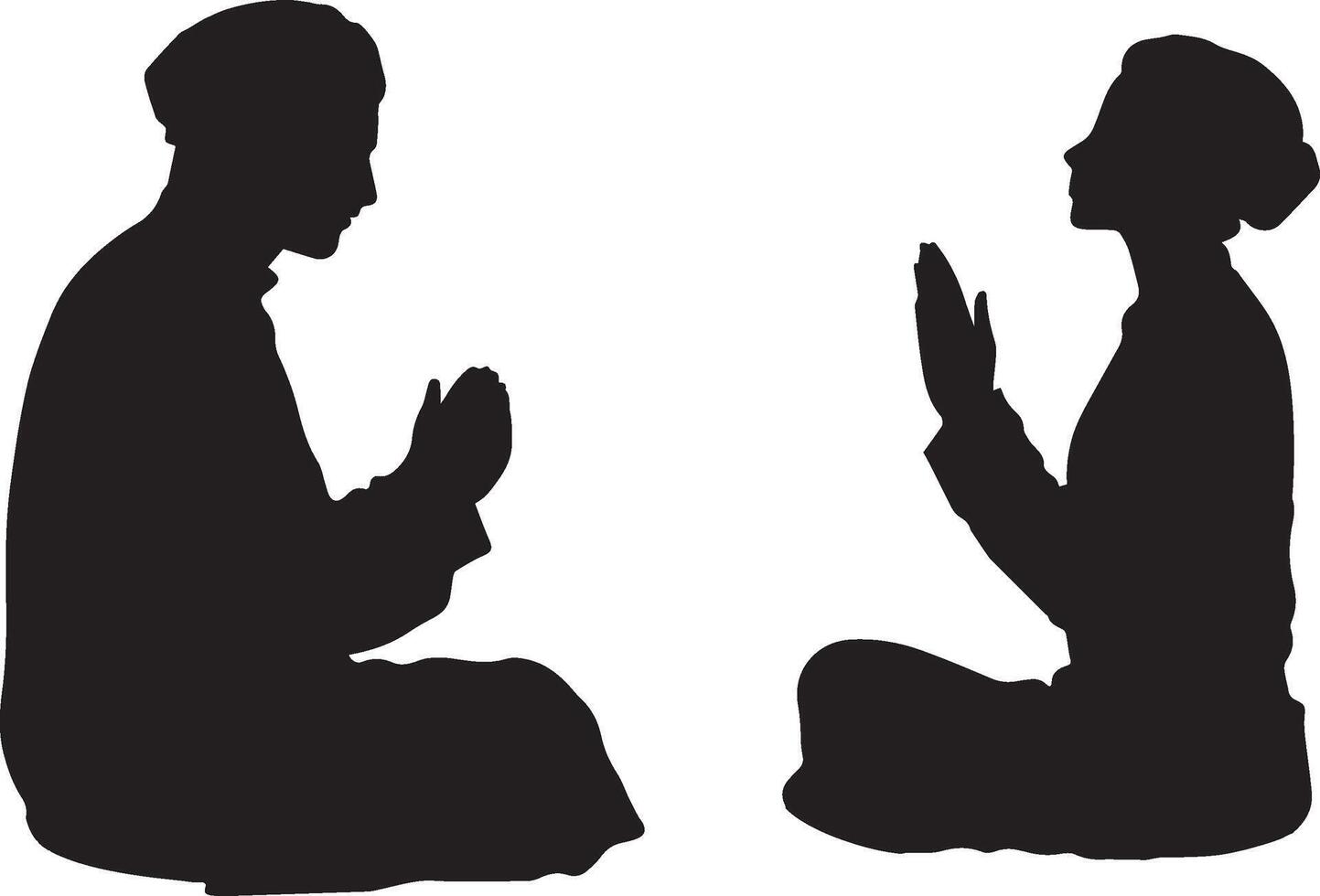 Ramzan Sharif Pray silhouette isolated on white background vector