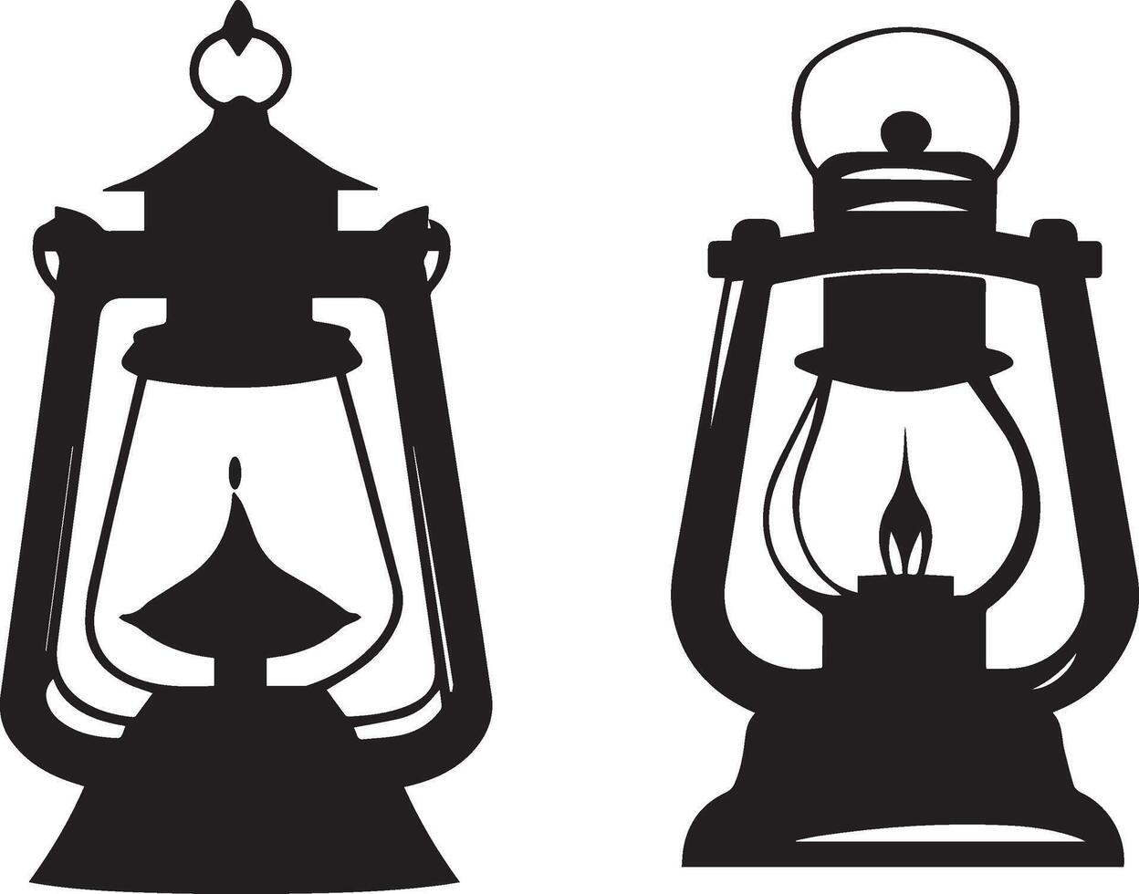 Two Lantern icon black and white vector