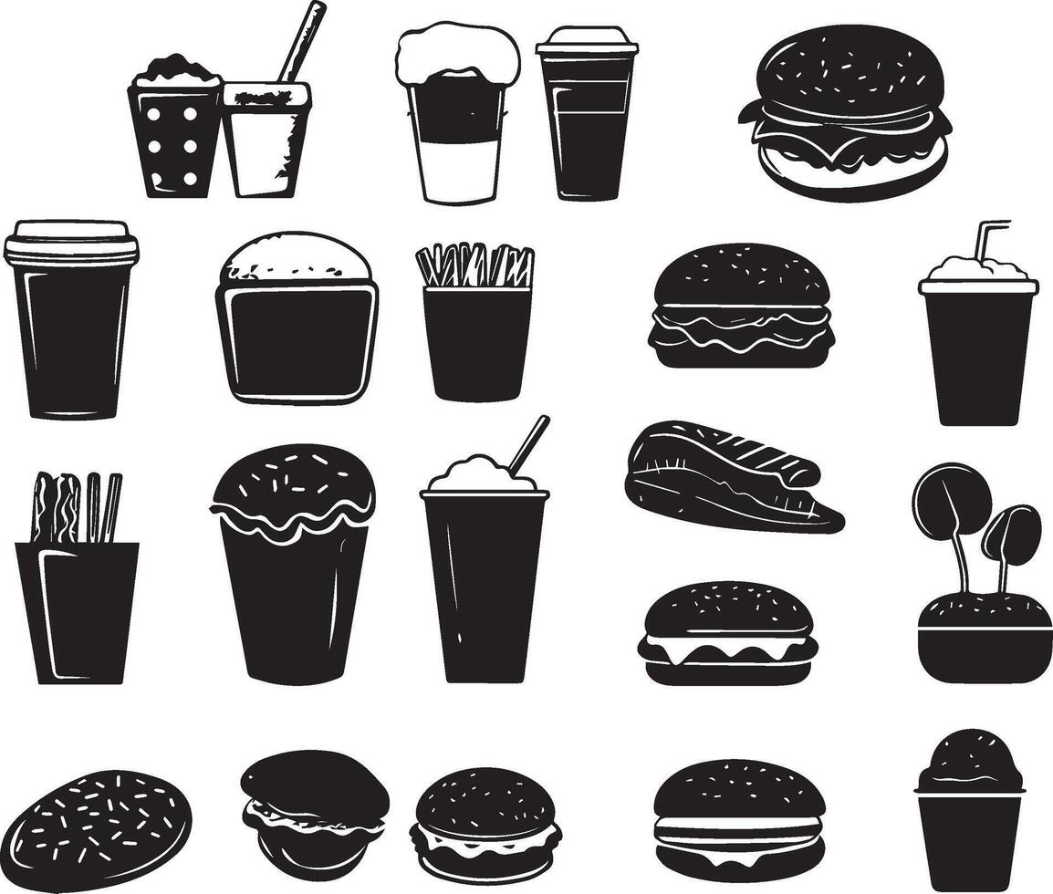 Fast food burger drink silhouette vector